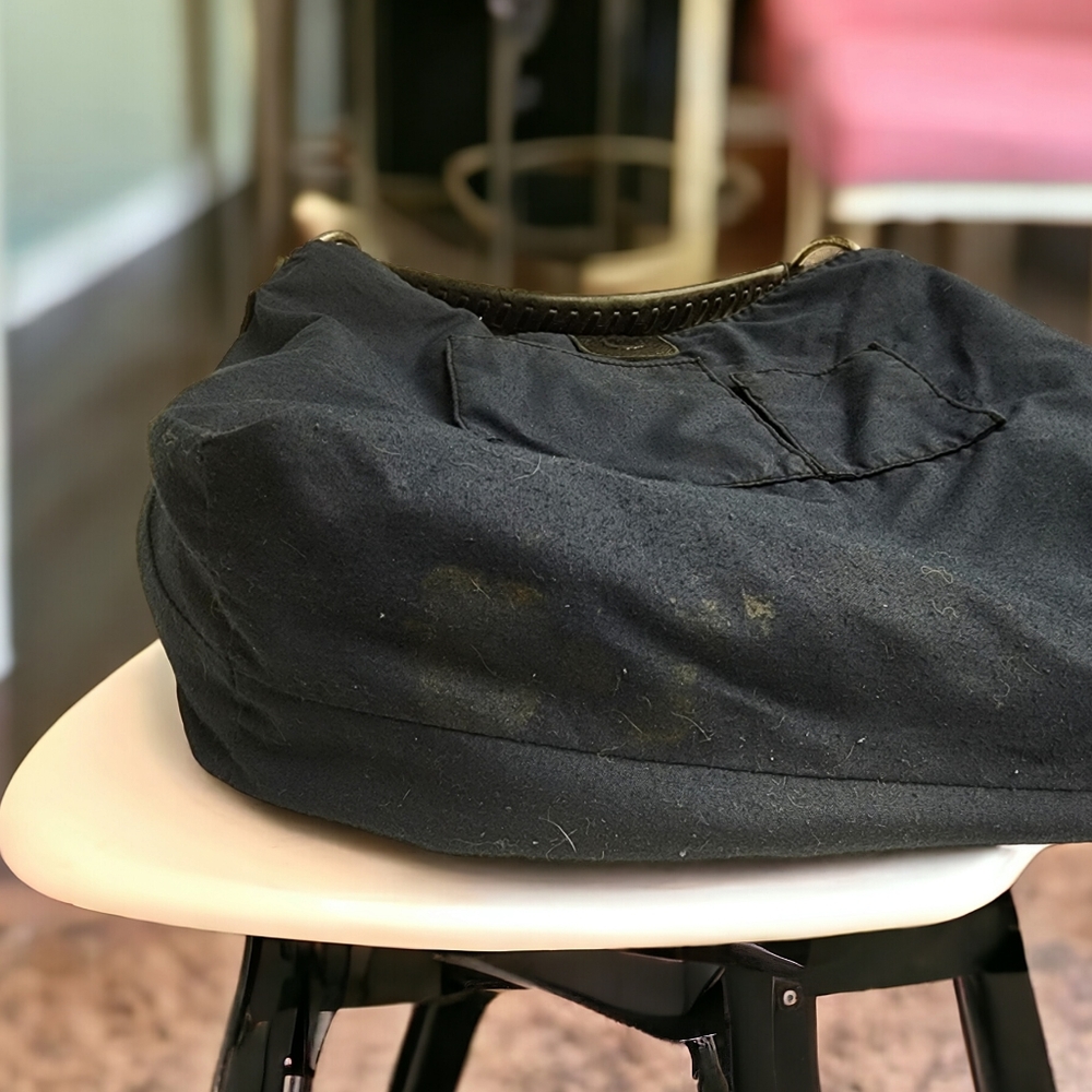 LUCKY BRAND Whipstitch Black Pebbled Leather Hobo Shoulder Bag Studs VINTAGE Y2K - Picture 13 of 16